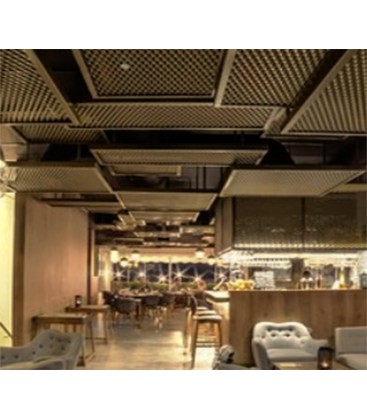 Conjunto paneles metalicos deploye color oro para decoracion de techos