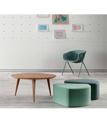 Ondarreta Puf con tejido multicolor de gran diseño modelo AIA diseñado por Nadia Arratibel