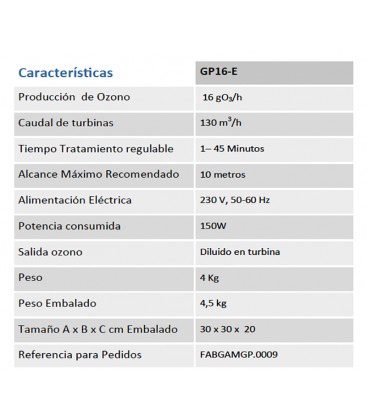 Zonosistem generador de ozono portátil GP16E...
