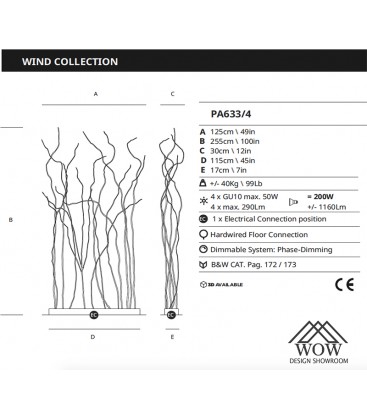 Iluminación en bronce y cristal serie Wind PA...