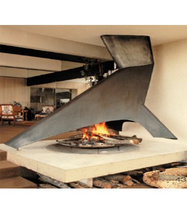 Focus chimeneas de diseño para leña en acero modelo promethee