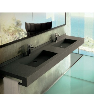 Fiora consola recta lavabo resina integrado doble modelo fontana negro